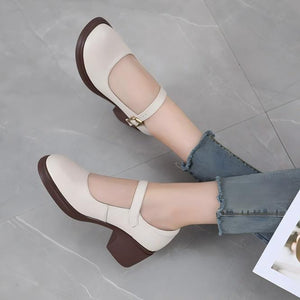 Small Feet Round Toe Mary Jane Leather Shoes TS476