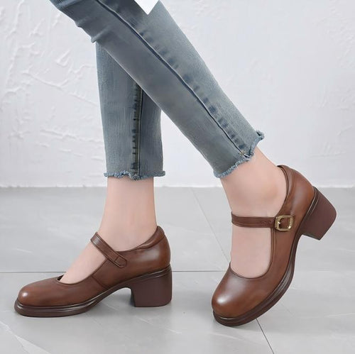 Small Feet Round Toe Mary Jane Leather Shoes TS476