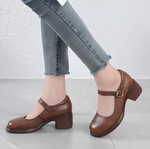 Small Feet Round Toe Mary Jane Leather Shoes TS476