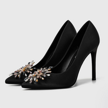 Small Feet Satin Heel With Rhinestone Flower FS23