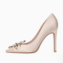 Small Feet Satin Heel With Rhinestone Flower FS23