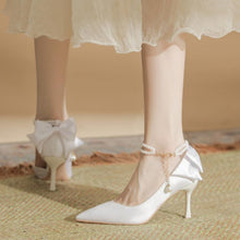 Small Feet Satin Heels With Pearl Strap SS2623