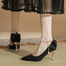 Small Feet Satin Heels With Pearl Strap SS2623