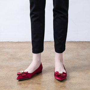 Women's Small Feet Silk Satin Flat Heel Shoes MS328