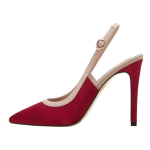 Small Feet Silk Satin Slingback Heels Shoes MS66