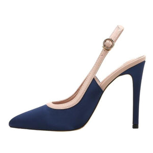 Small Feet Silk Satin Slingback Heels Shoes MS66