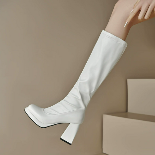 Small Feet Under Knee Chunky High Heel Boots MS165