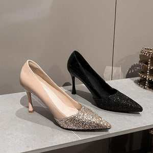 Small Feet Women's Glitter Toe Patent Pump Shoes MS217