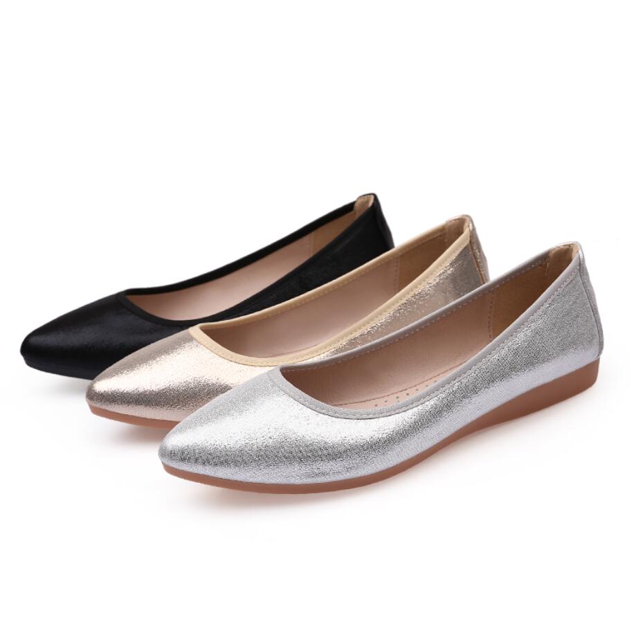 Small Feet Women's Metallic Leather Flat Shoes ES113