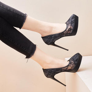 Small Feet Women's Platform Lace High Heels MS77