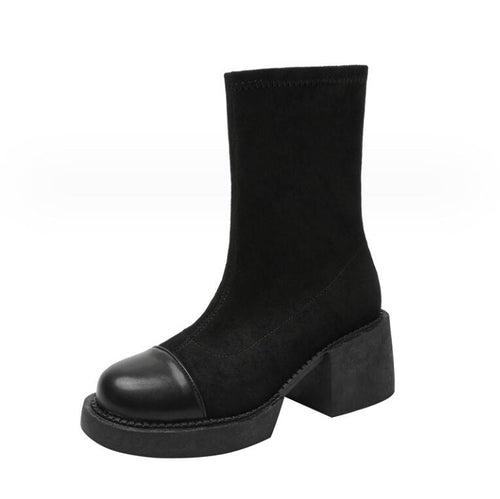 Small Feet Women's Slip On Stretch Boots With Toe Cap DS359