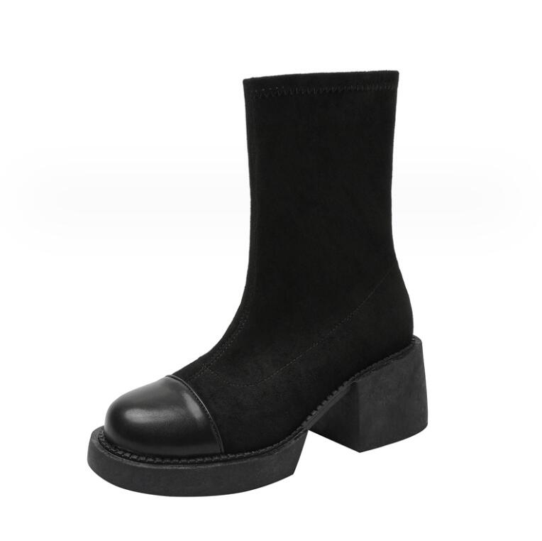 Small Feet Women's Slip On Stretch Boots With Toe Cap DS359