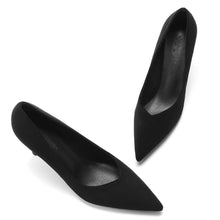Small Petite Suede Heel Pumps With V Cut Toe DS291