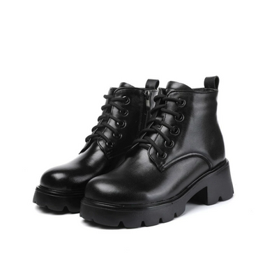 Small Size 2 Block Heel Ankle Leather Boots FS170