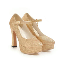 Small Size 2 Mary Jane Glitter Dress Heels For Women MS263