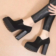 Small Size 3 Chunky High Heel Leather Shoes For Women FS372