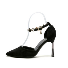 Small Size Ankle Strap Suede Heels FS147
