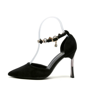 Small Size Ankle Strap Suede Heels FS147