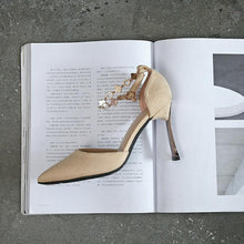 Small Size Ankle Strap Suede Heels FS147