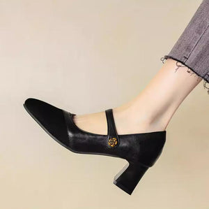 Small Size Block Chunky Mary Jane Shoes MS326