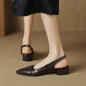 Small Size Block Low Heel Slingback Shoes MS251