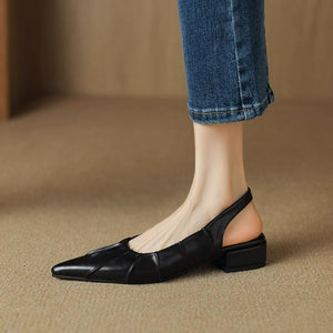 Small Size Block Low Heel Slingback Shoes MS251