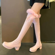 Small Size Block Over Knee Long Boots FS336