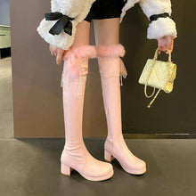 Small Size Block Over Knee Long Boots FS336