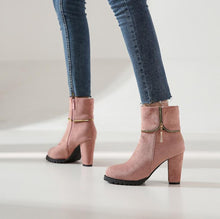 Small Size Chunky Heel Suede Short Boots For Women MS131