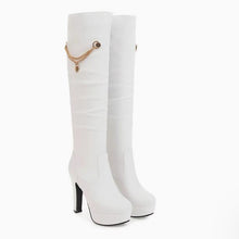 Small Size Chunky High Heel Knee High Boots TS210