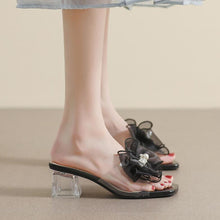 Small Size Clear Heel Sandals With Bow Tie MS83