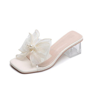 Small Size Clear Heel Sandals With Bow Tie MS83
