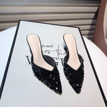Small Size Closed Glitter Upper Heeled Sandals TS415