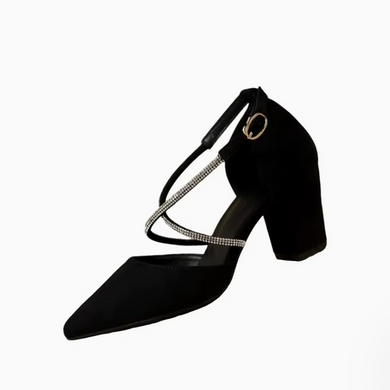 Small Size Cross Rhinestone Strap Chunky Sandal Shoes TS428