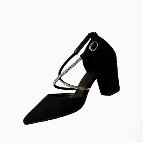 Small Size Cross Rhinestone Strap Chunky Sandal Shoes TS428