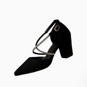Small Size Cross Rhinestone Strap Chunky Sandal Shoes TS428