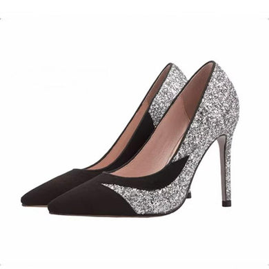 Small Size Glitter Heel Pumps For Women FS26