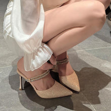 Small Size Glitter Rhinestone Strap Slip On Shoes SS27104