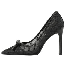 Small Size Lace Mesh Dress Heels With Bow (3/6/8/10cm heel)GS374