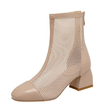 Small Size Lace Mesh Patent Short Boots MS207