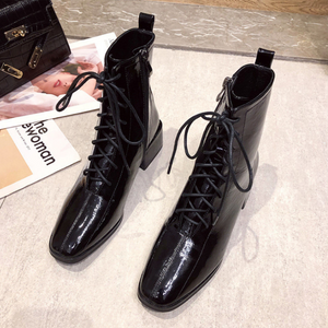 Small Size Lace Up Patent Short Boots TS223