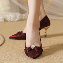 Small Size Metal Heel Satin Pump Shoes MS303
