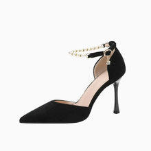 Small Size Pearl Ankle Strap Suede Heels SS27119