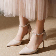 Small Size Pearl Ankle Strap Suede Heels SS27119