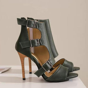 Small Size Peep Side Zipper High Heels GS125