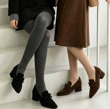 Small Size Pointed Suede Loafers With Bow Tie AW2692