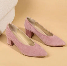 Small Size Pointy Chunky Heel Shoes ES95