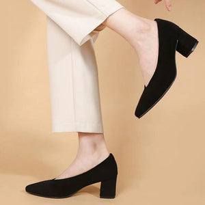 Small Size Pointy Chunky Heel Shoes ES95