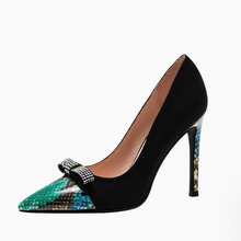 Small Size Printed Leather Toe Heels With Bow FS25
