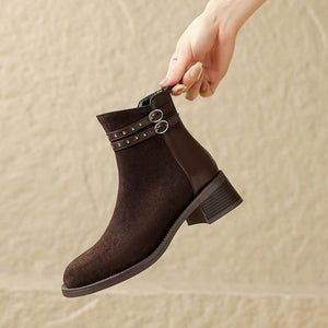 Small Size Round Toe Ankle Boots For Women FS297